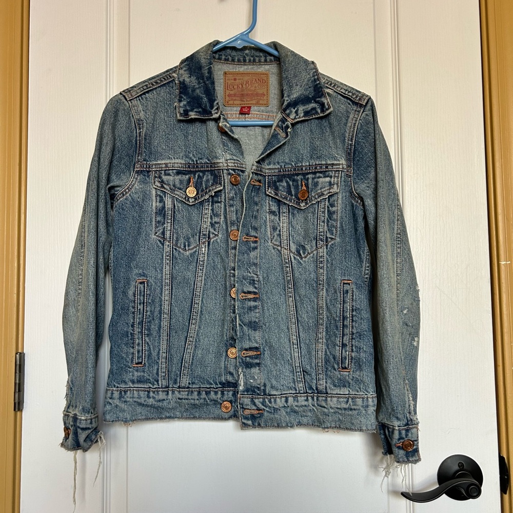Lucky Brand Blue Denim Jacket with Tan Label
